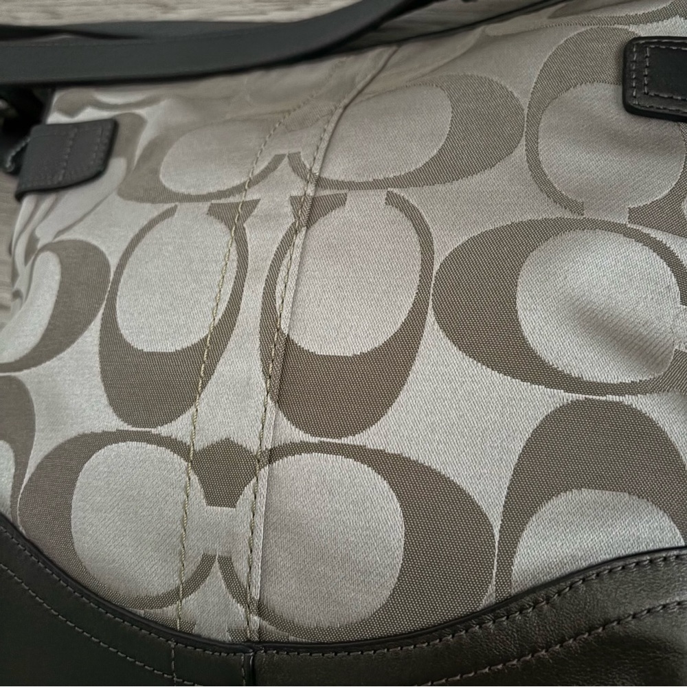 COACH F19730 Signature Chain Brown Beige Convertible Crossbody Shoulder bag - Picture 6 of 14